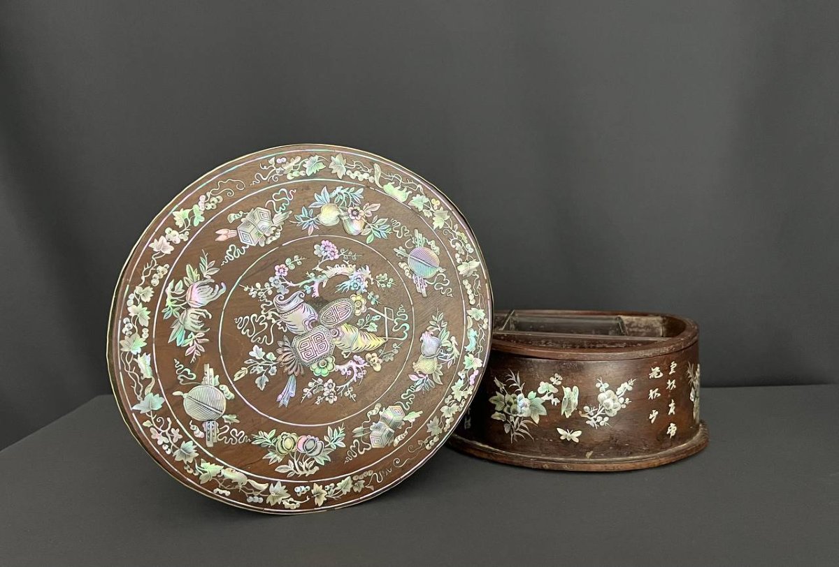 Circular Wooden Box Inlaid With Mother-of-pearl – Vietnam-photo-7