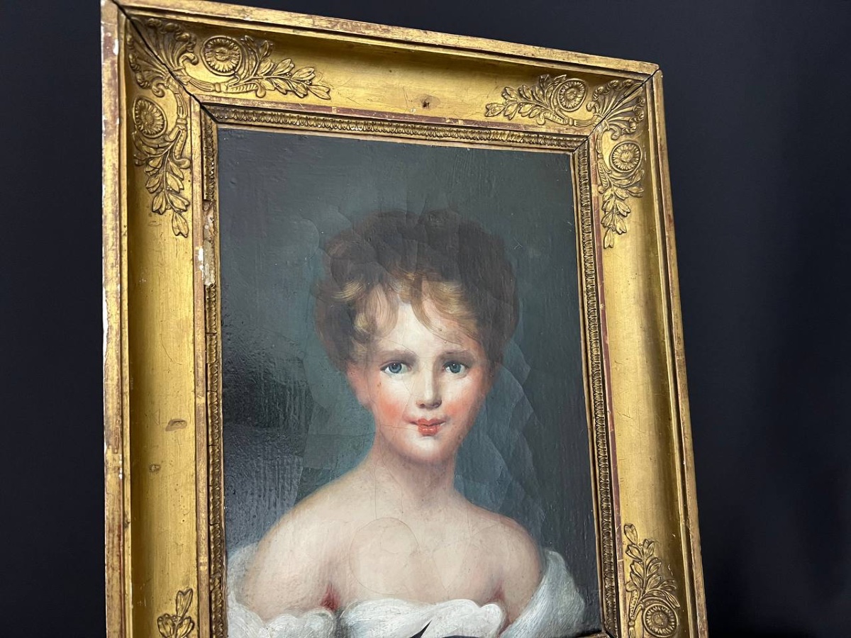 Portrait Of A Young Woman, Oil On Canvas, European School, 19th Century-photo-4