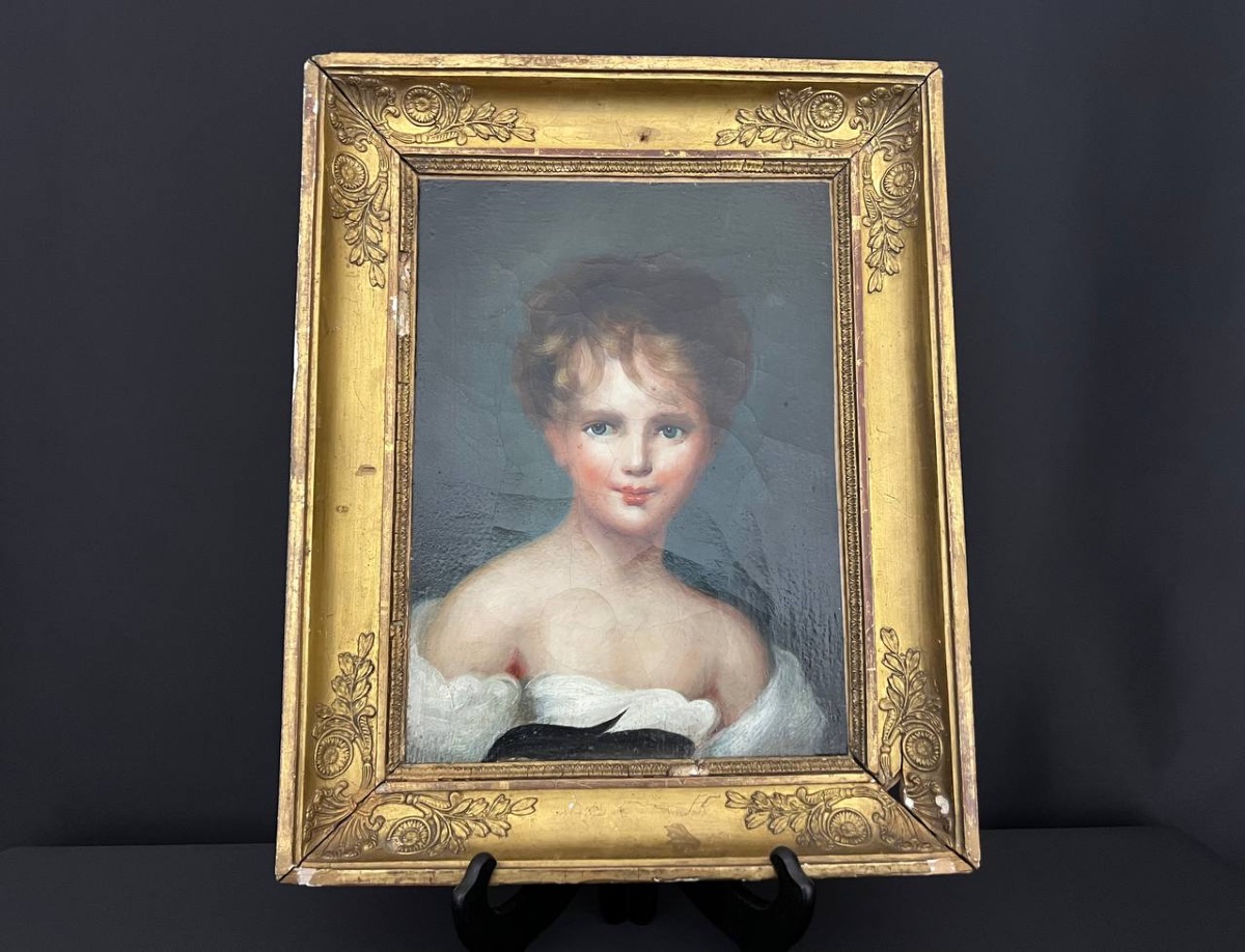 Portrait Of A Young Woman, Oil On Canvas, European School, 19th Century-photo-1