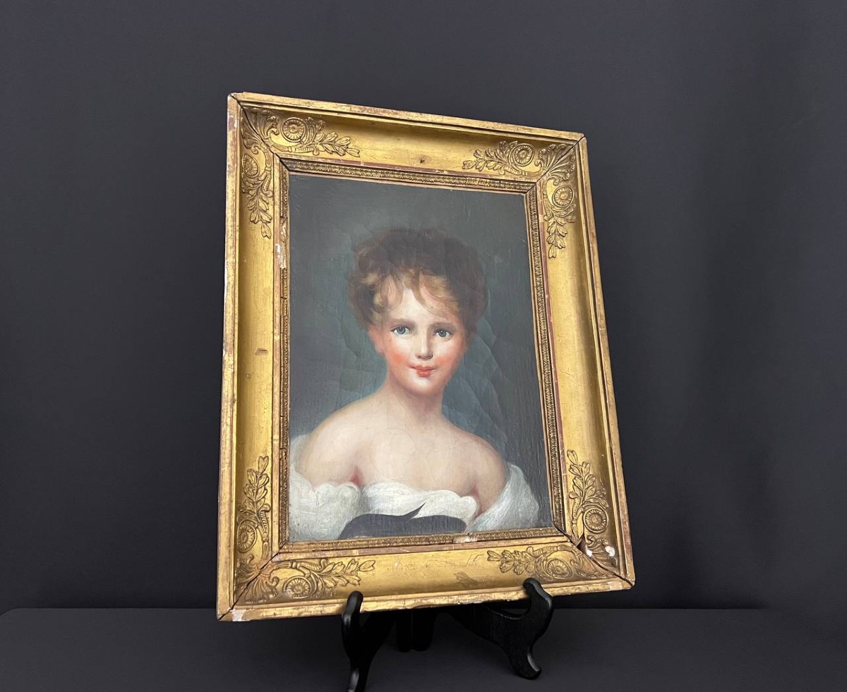 Portrait Of A Young Woman, Oil On Canvas, European School, 19th Century-photo-2