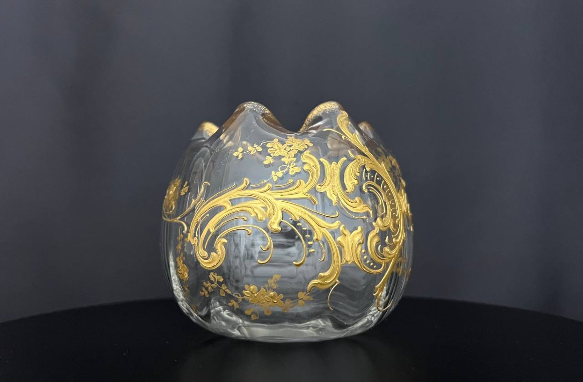Blown Glass Vase With Gold Decoration-photo-3
