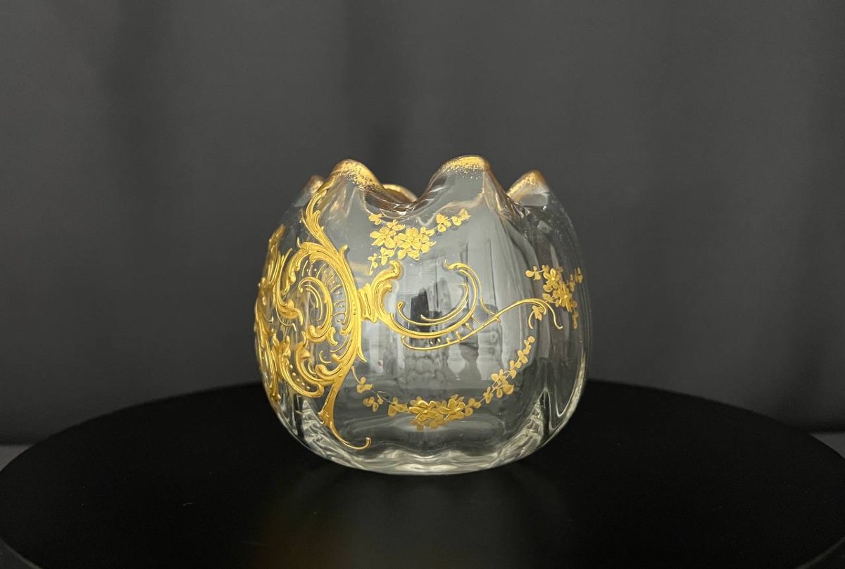 Blown Glass Vase With Gold Decoration-photo-3