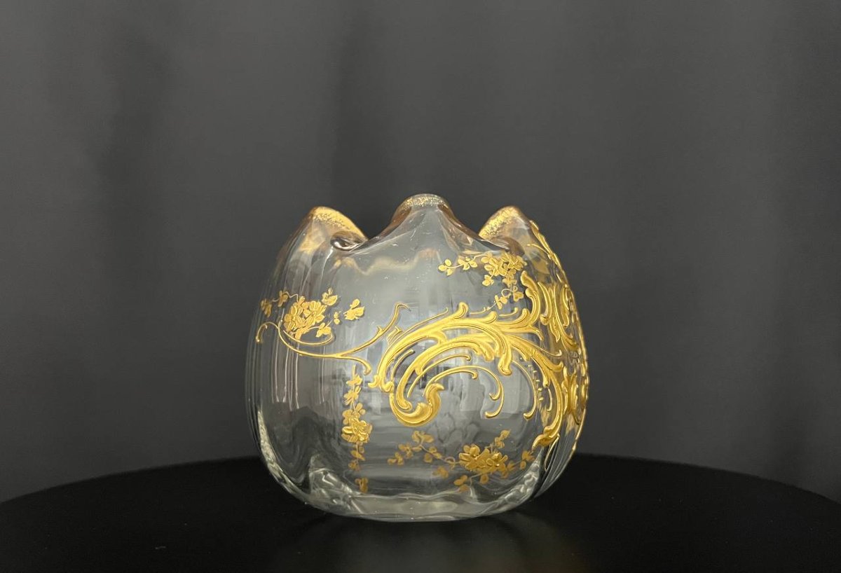 Blown Glass Vase With Gold Decoration-photo-5