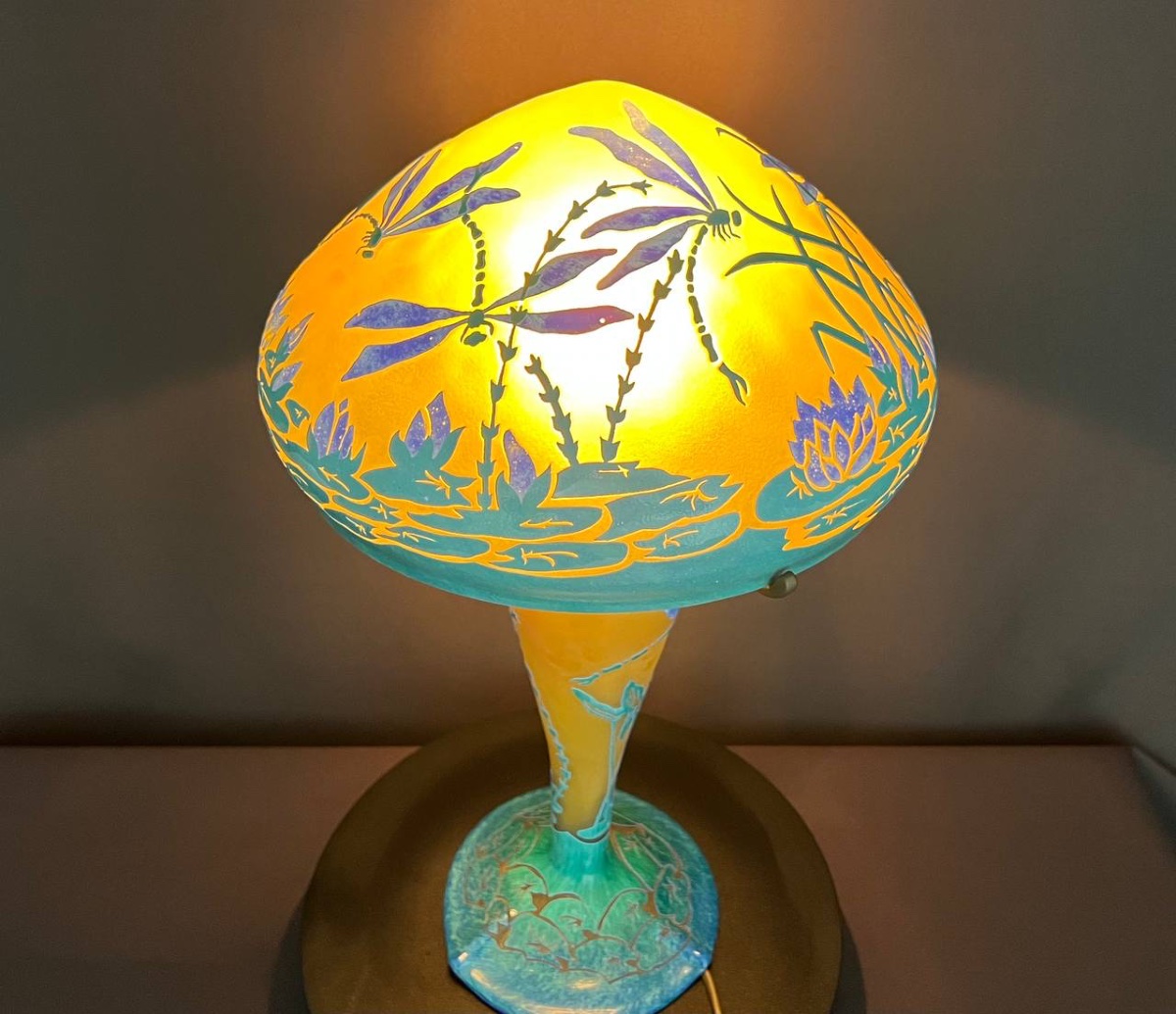 Odéon La Rochère Lamp – Dragonflies And Water Lilies-photo-6