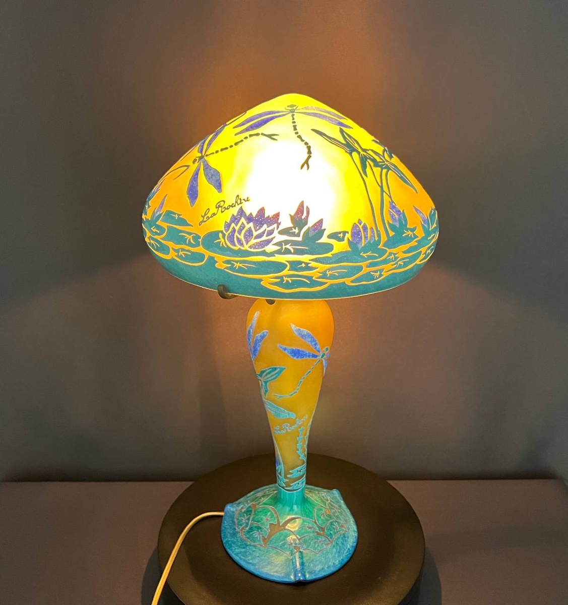Odéon La Rochère Lamp – Dragonflies And Water Lilies-photo-7