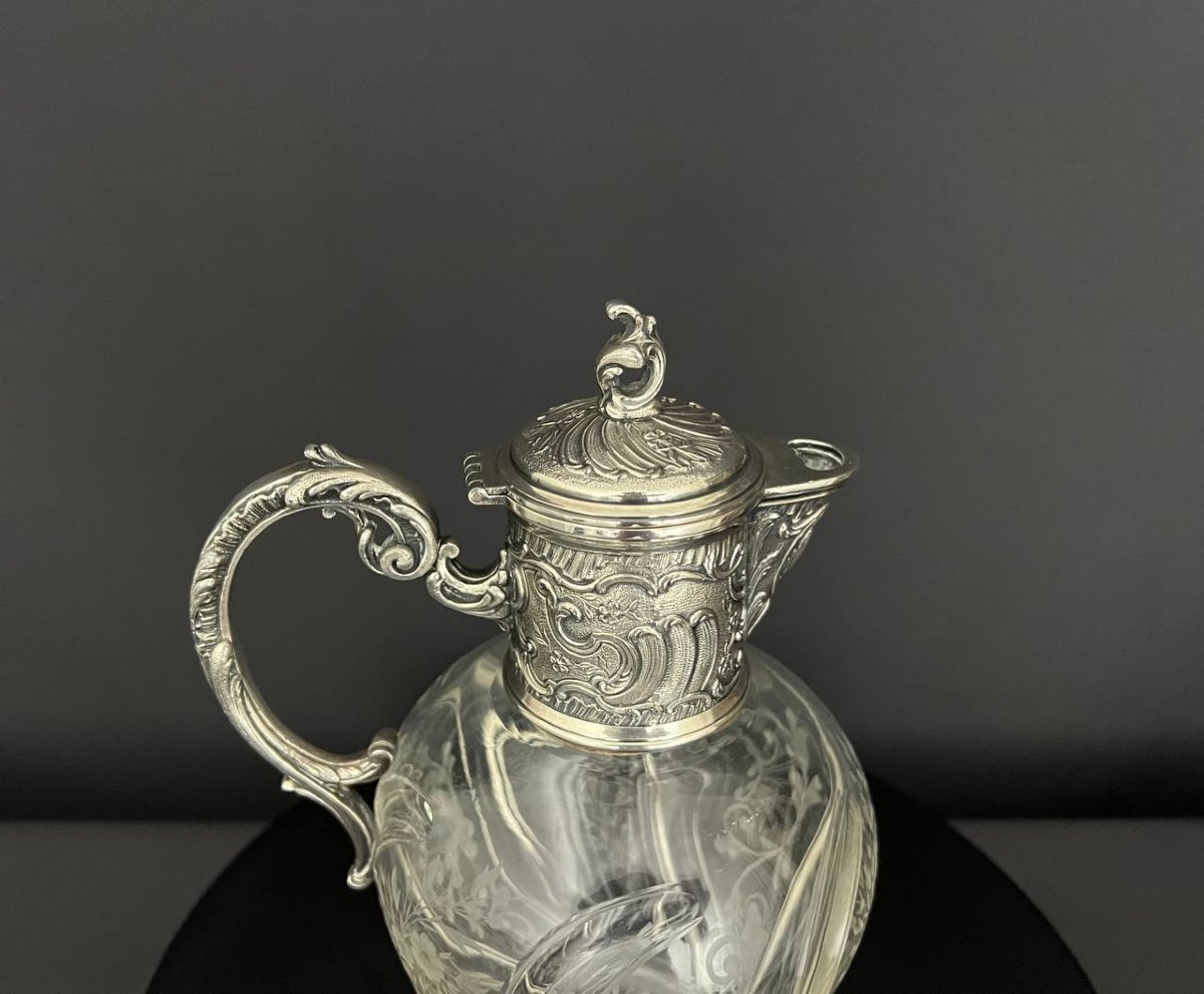 Antique Engraved Crystal Decanter - Victor Sanglier-photo-1