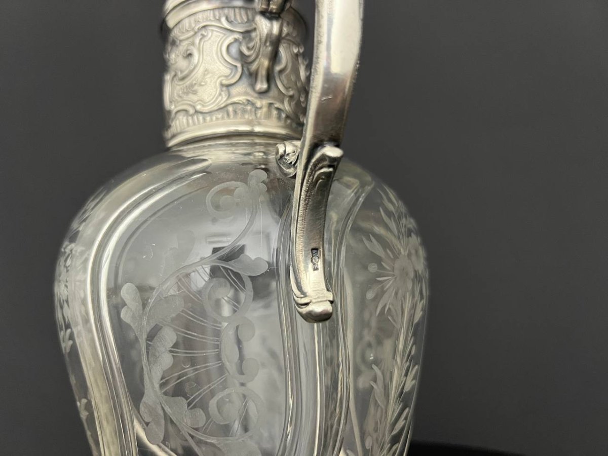 Antique Engraved Crystal Decanter - Victor Sanglier-photo-5