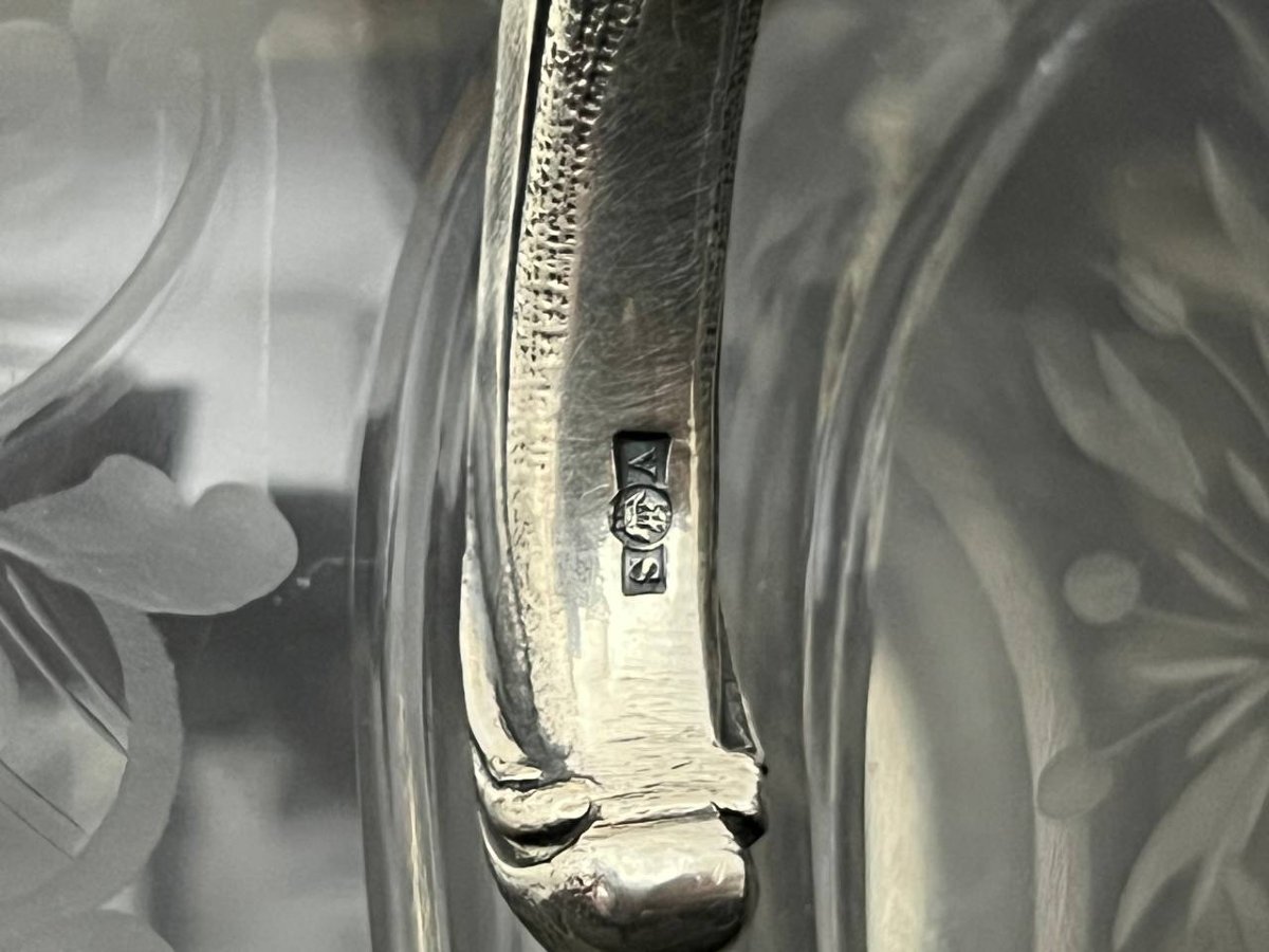 Antique Engraved Crystal Decanter - Victor Sanglier-photo-6