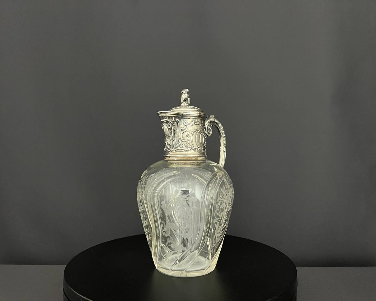 Antique Engraved Crystal Decanter - Victor Sanglier