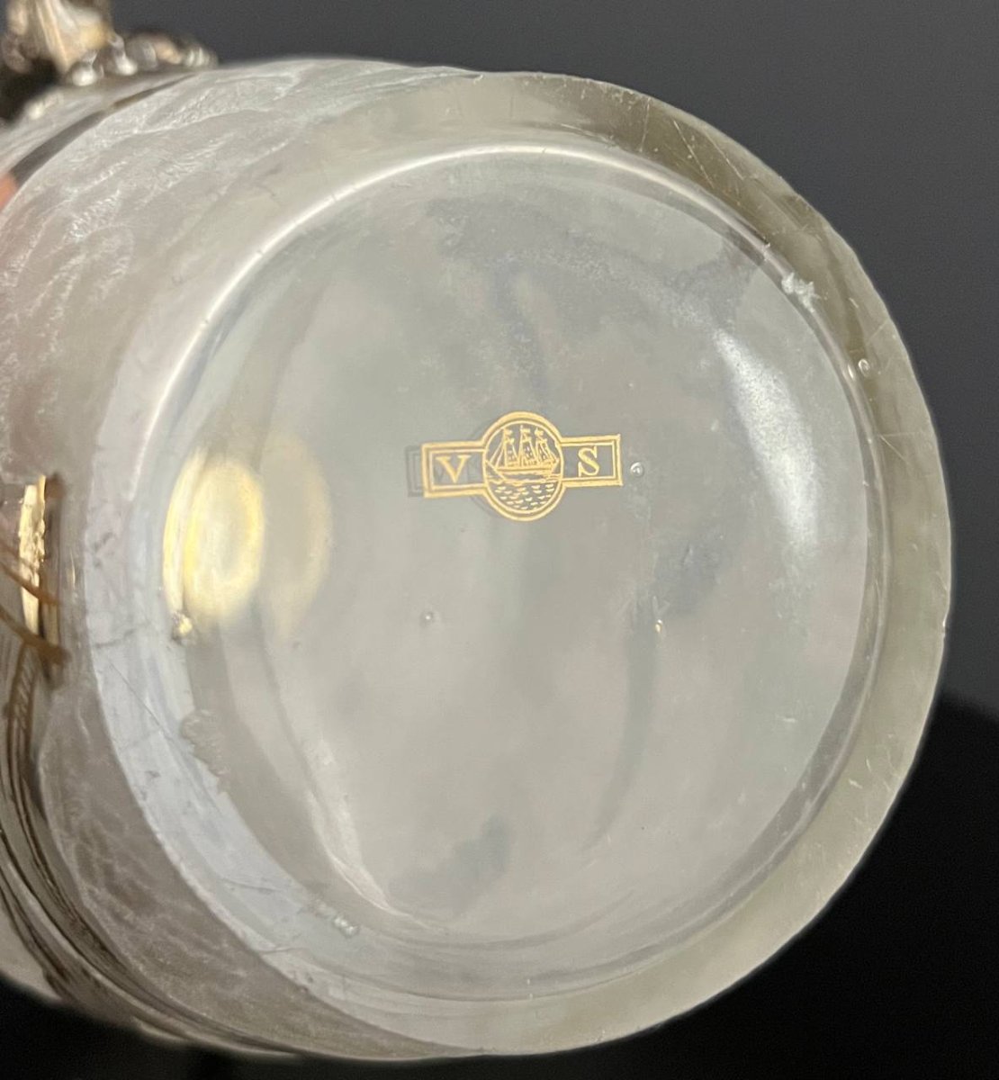 Antique Frosted Glass Carafe With Enameled Floral Decoration - Victor Sanglier-photo-1