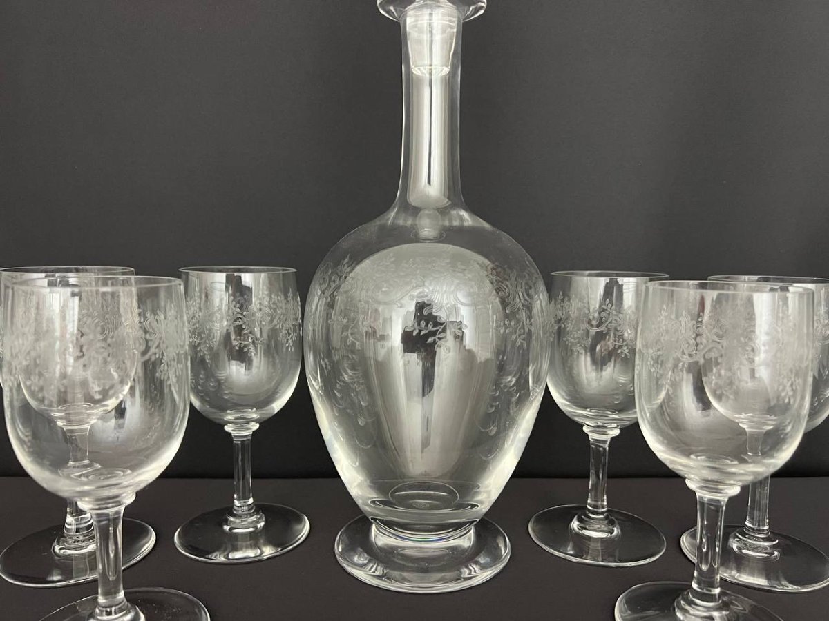 Baccarat “sévigné” Crystal Service - Decanter And 11 Glasses-photo-1
