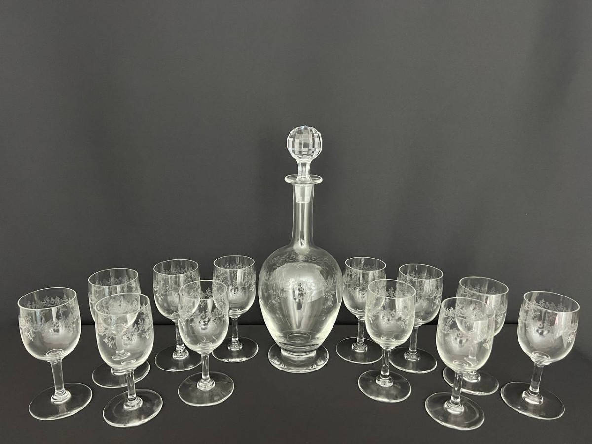 Baccarat “sévigné” Crystal Service - Decanter And 11 Glasses