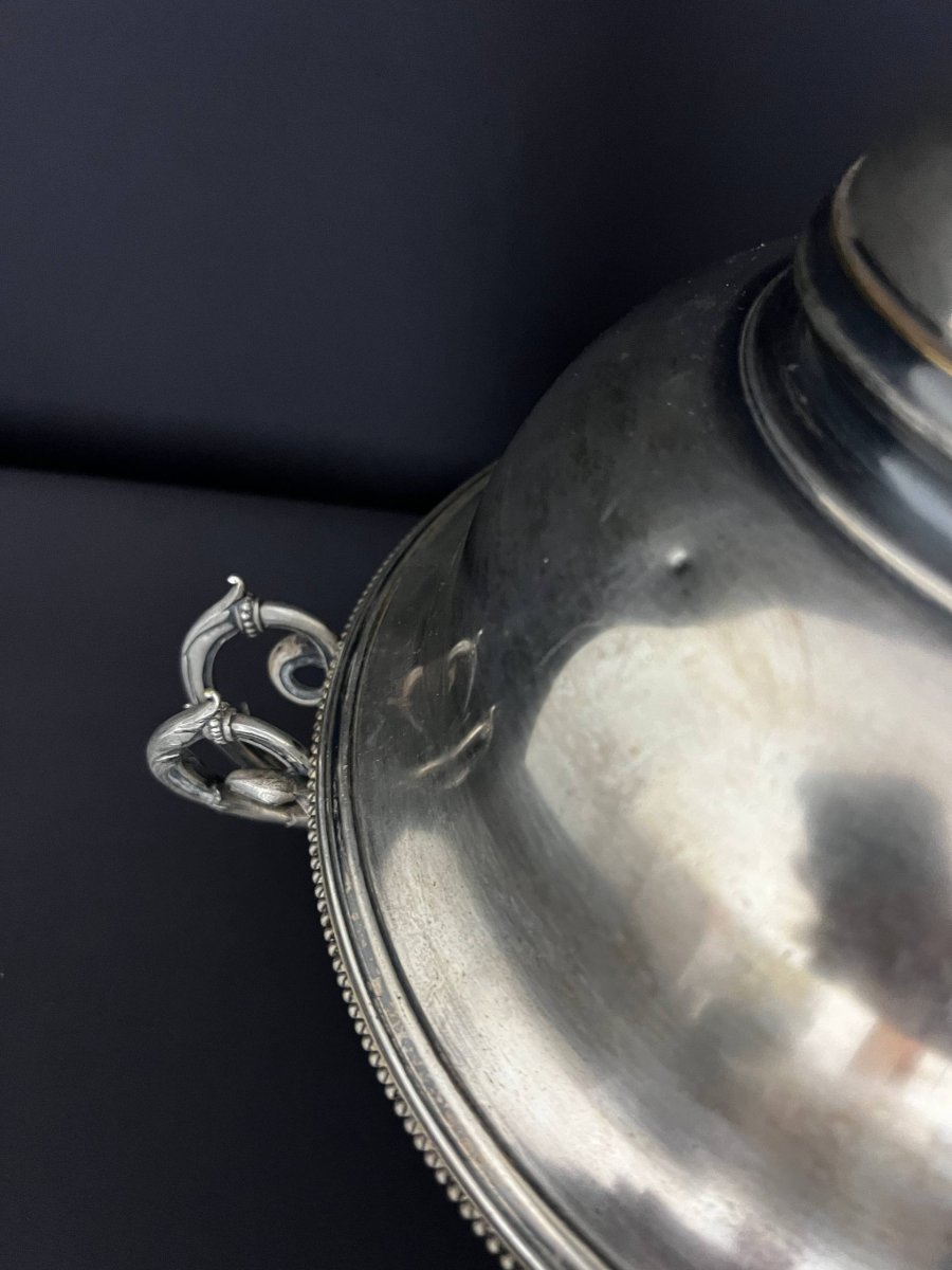 Ancien réchaud de table en métal argenté, fin XIXe siècle-photo-5