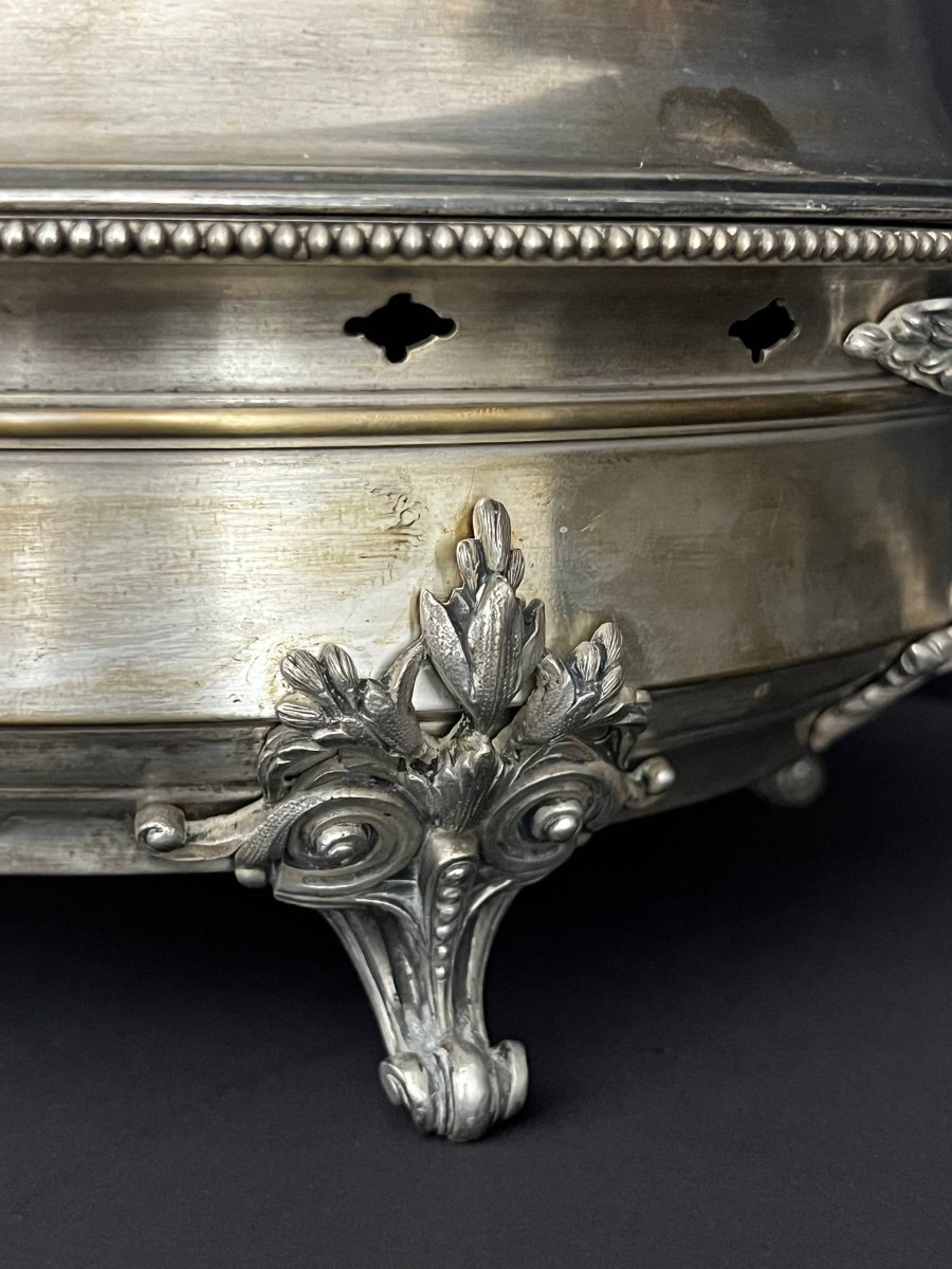 Ancien réchaud de table en métal argenté, fin XIXe siècle-photo-7