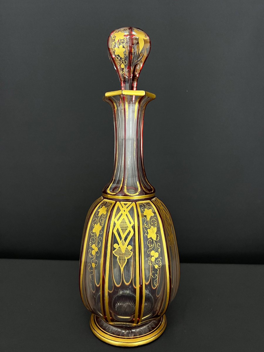 Carafe en cristal doublé rubis, fin XIXe siècle.-photo-1