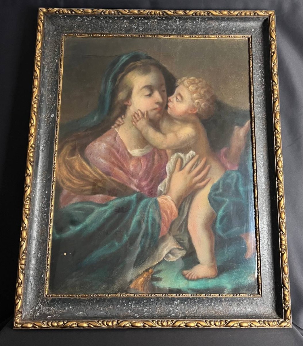 Grand tableau « Vierge à l’Enfant » , pastel-photo-3