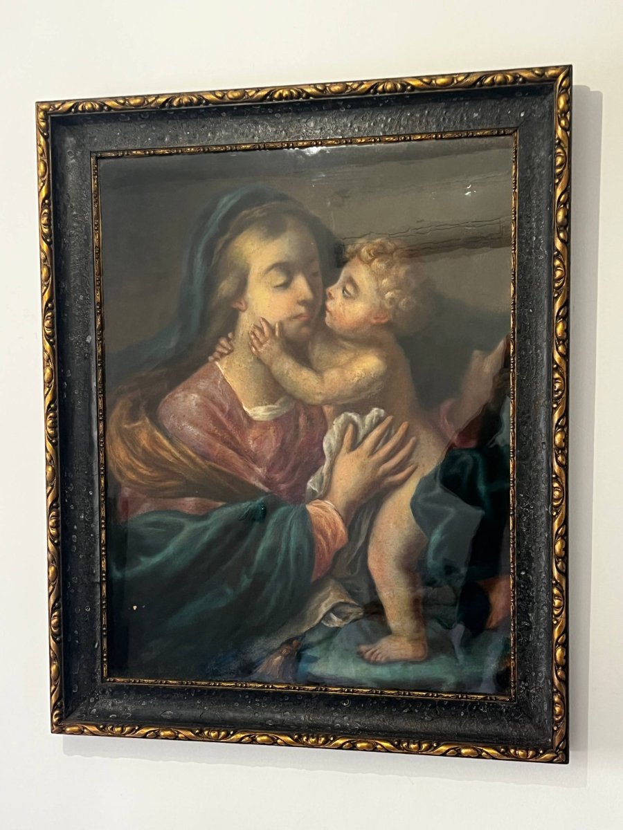 Grand tableau « Vierge à l’Enfant » , pastel-photo-4