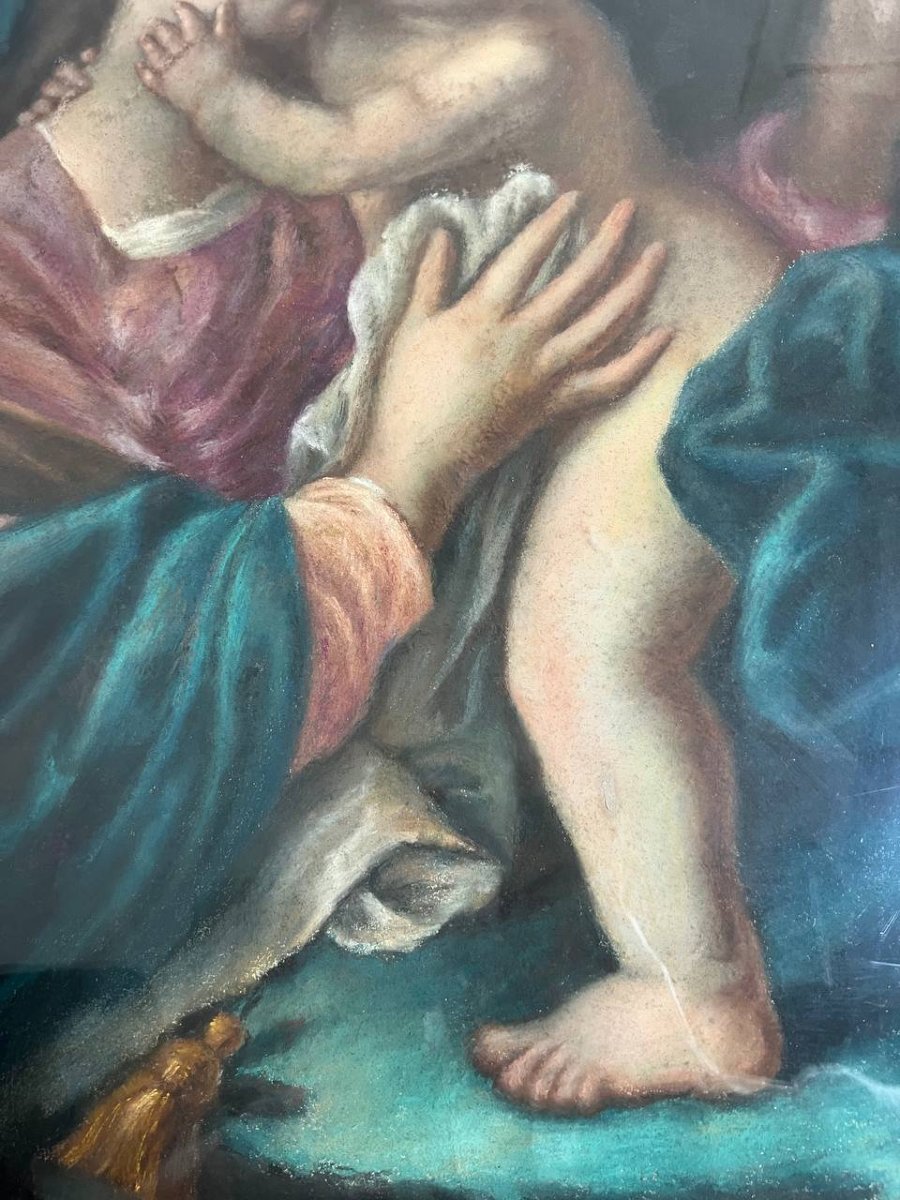Grand tableau « Vierge à l’Enfant » , pastel-photo-1