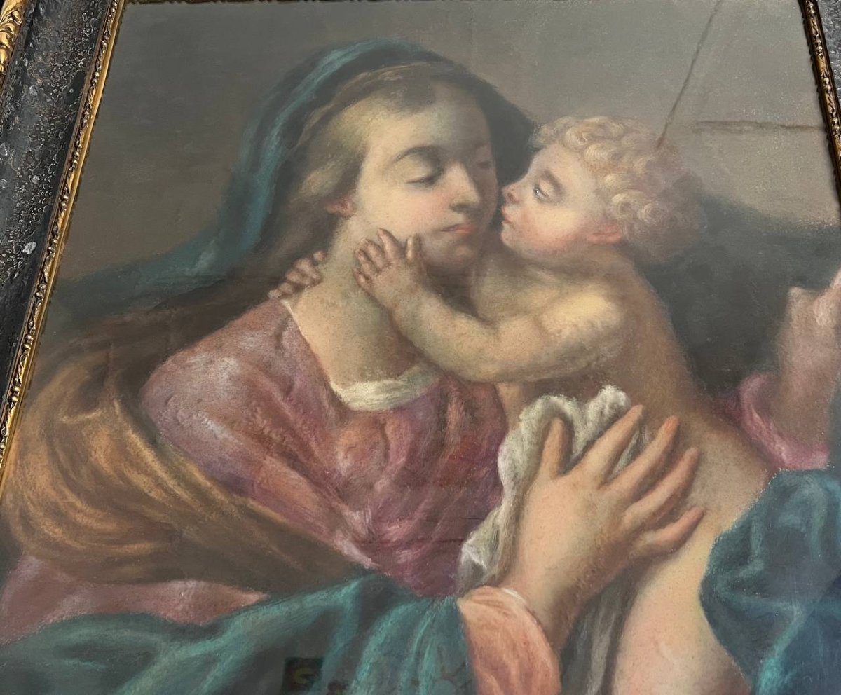 Grand tableau « Vierge à l’Enfant » , pastel-photo-5