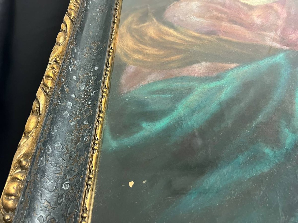 Grand tableau « Vierge à l’Enfant » , pastel-photo-8