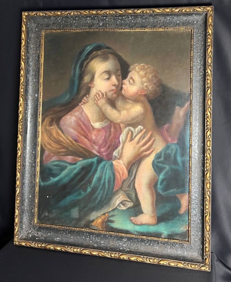Grand tableau « Vierge à l’Enfant » , pastel