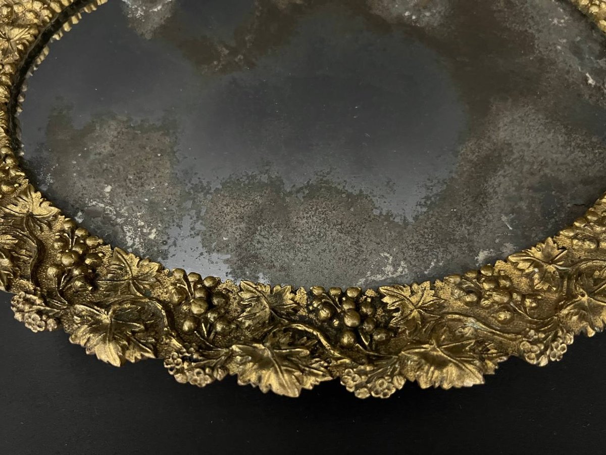 Oval Tray In Chased And Gilded Bronze – 19th Century-photo-2