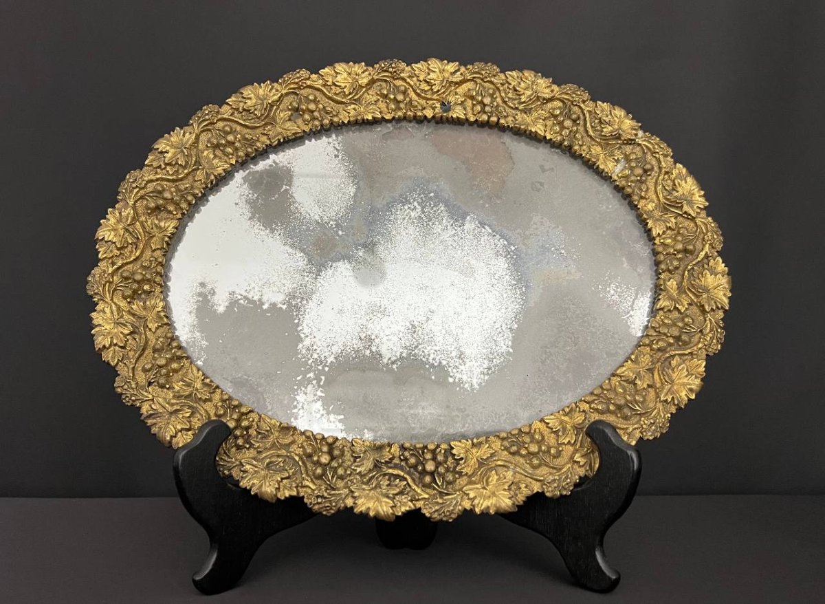 Oval Tray In Chased And Gilded Bronze – 19th Century-photo-4
