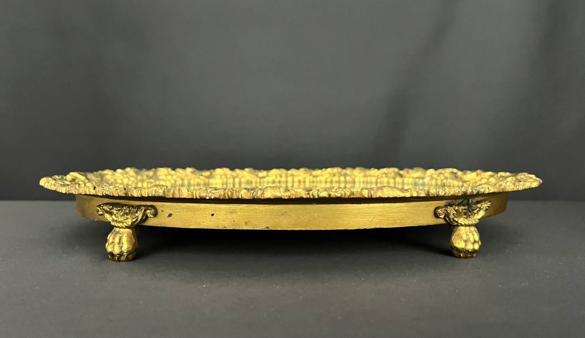 Oval Tray In Chased And Gilded Bronze – 19th Century-photo-1