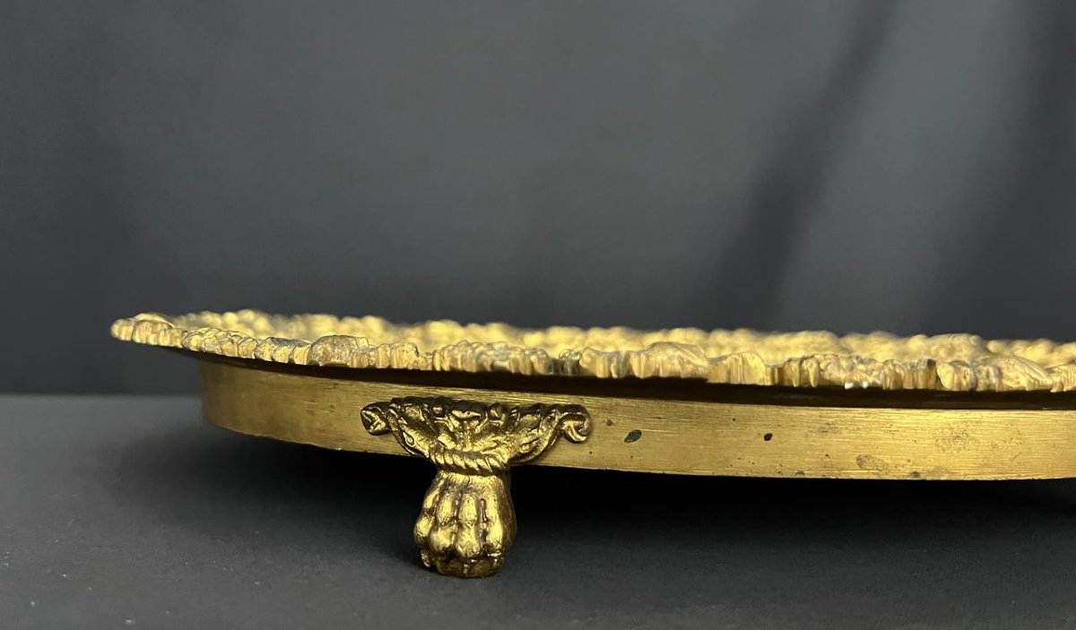 Oval Tray In Chased And Gilded Bronze – 19th Century-photo-2