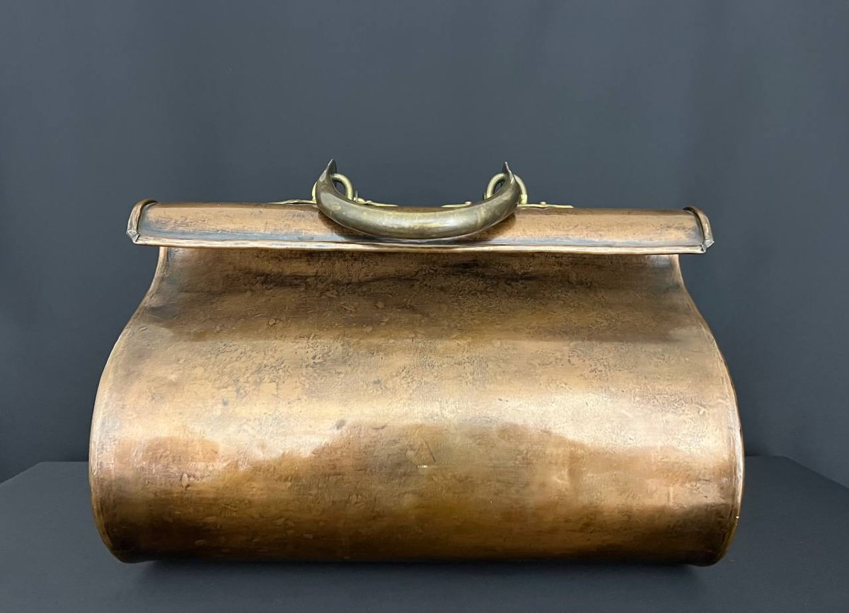 Designer Copper Log Holder, Jean Paul Thévenot, Meilleur Ouvrier De France (best Craftsman Of France)-photo-3