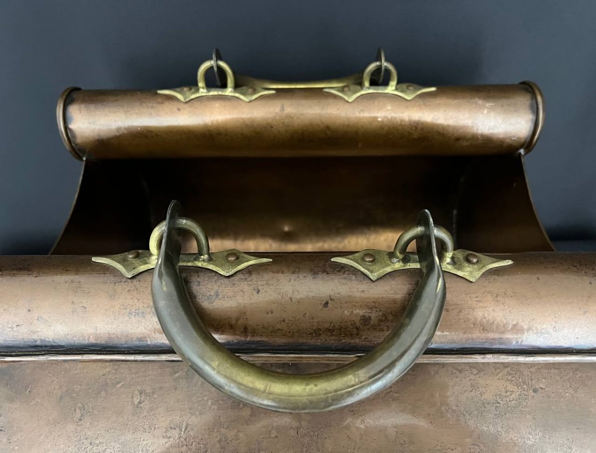 Designer Copper Log Holder, Jean Paul Thévenot, Meilleur Ouvrier De France (best Craftsman Of France)-photo-4