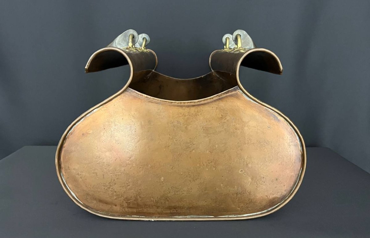 Designer Copper Log Holder, Jean Paul Thévenot, Meilleur Ouvrier De France (best Craftsman Of France)-photo-1