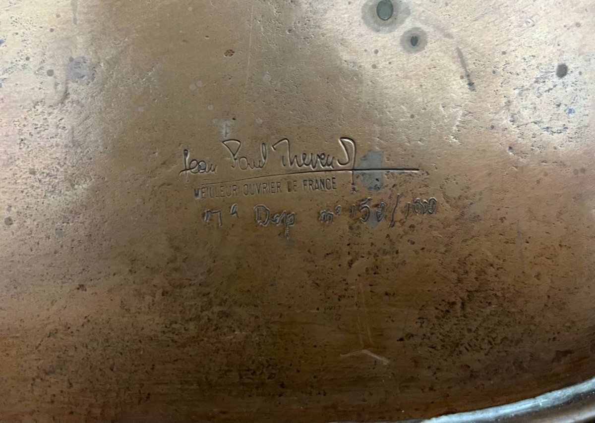 Designer Copper Log Holder, Jean Paul Thévenot, Meilleur Ouvrier De France (best Craftsman Of France)-photo-2