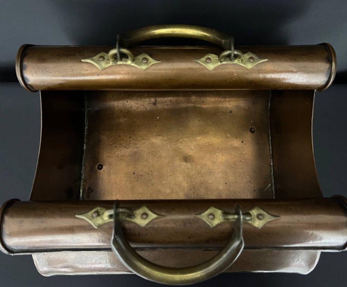 Designer Copper Log Holder, Jean Paul Thévenot, Meilleur Ouvrier De France (best Craftsman Of France)-photo-3