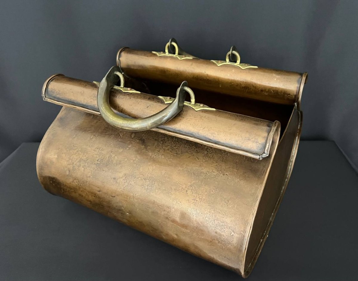 Designer Copper Log Holder, Jean Paul Thévenot, Meilleur Ouvrier De France (best Craftsman Of France)-photo-5