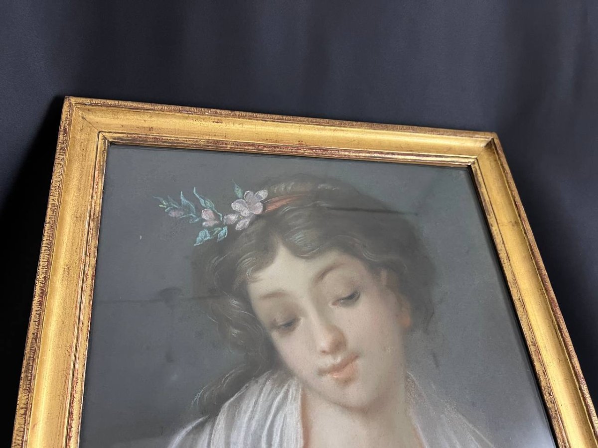 Portrait Of A Young Woman, Pastel, Late 19th – Early 20th Century-photo-1