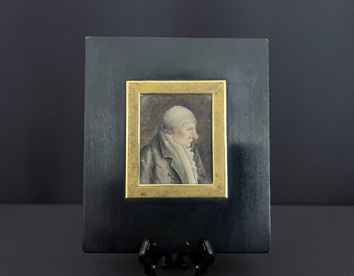 Miniature, portrait d’homme de profil, XIXe siècle-photo-3