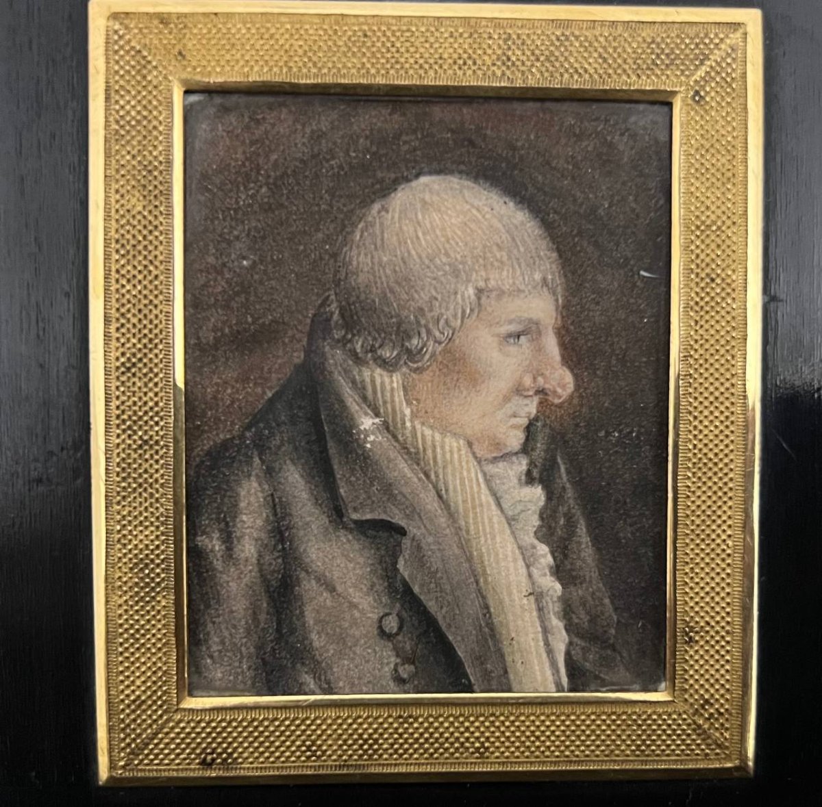 Miniature, portrait d’homme de profil, XIXe siècle-photo-1