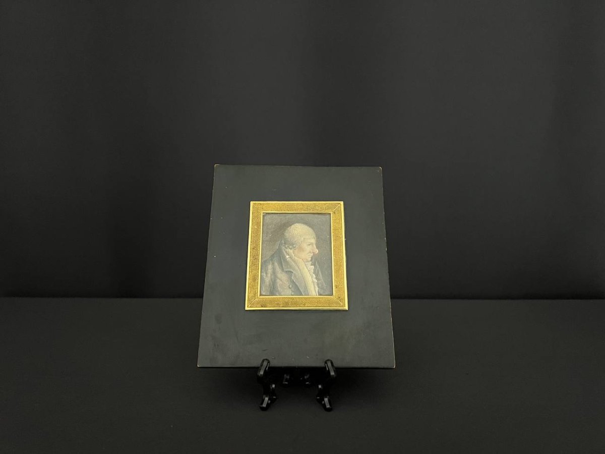 Miniature, portrait d’homme de profil, XIXe siècle-photo-3