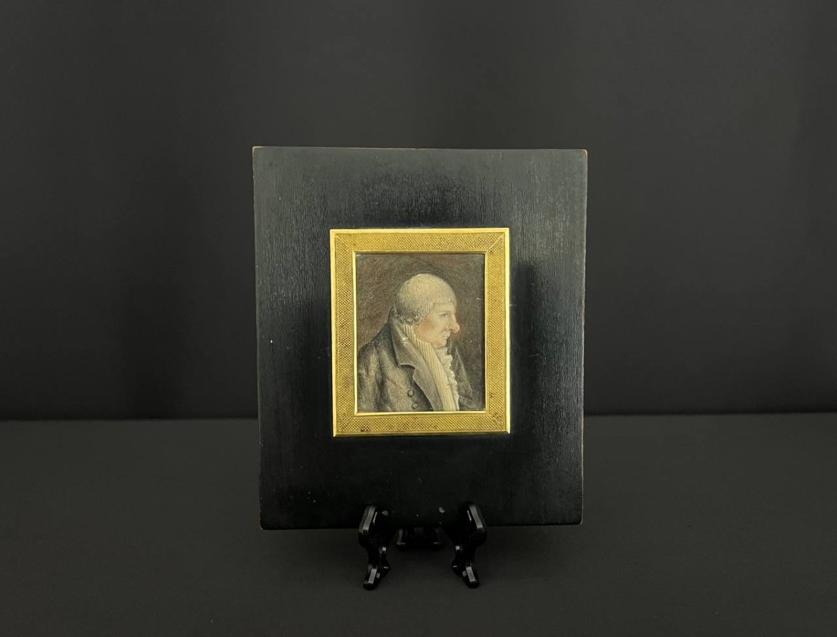 Miniature, portrait d’homme de profil, XIXe siècle