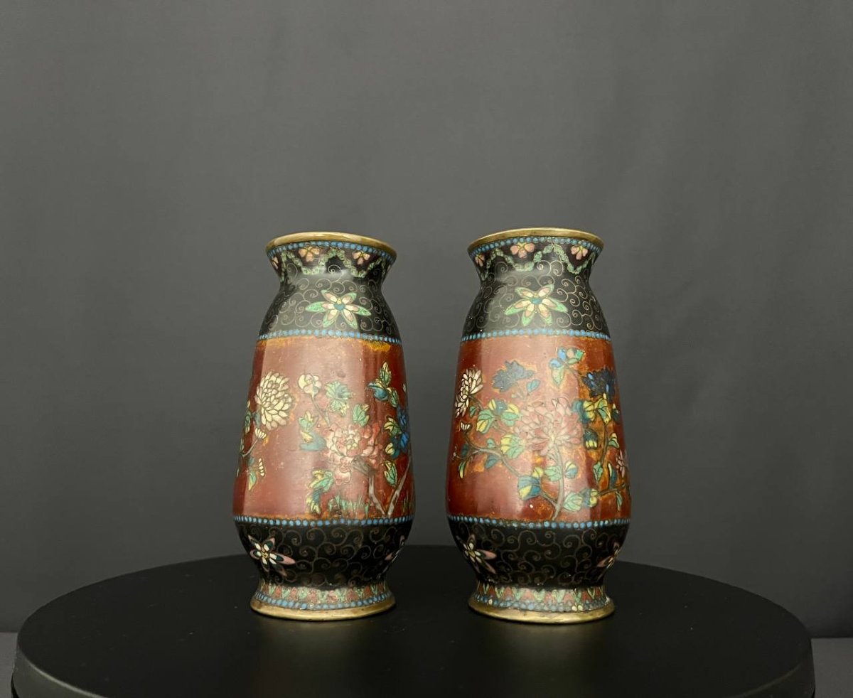 Pair Of Cloisonné Vases – China, Early 20th Century-photo-2