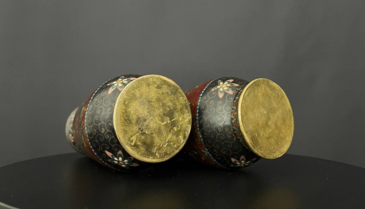 Pair Of Cloisonné Vases – China, Early 20th Century-photo-3