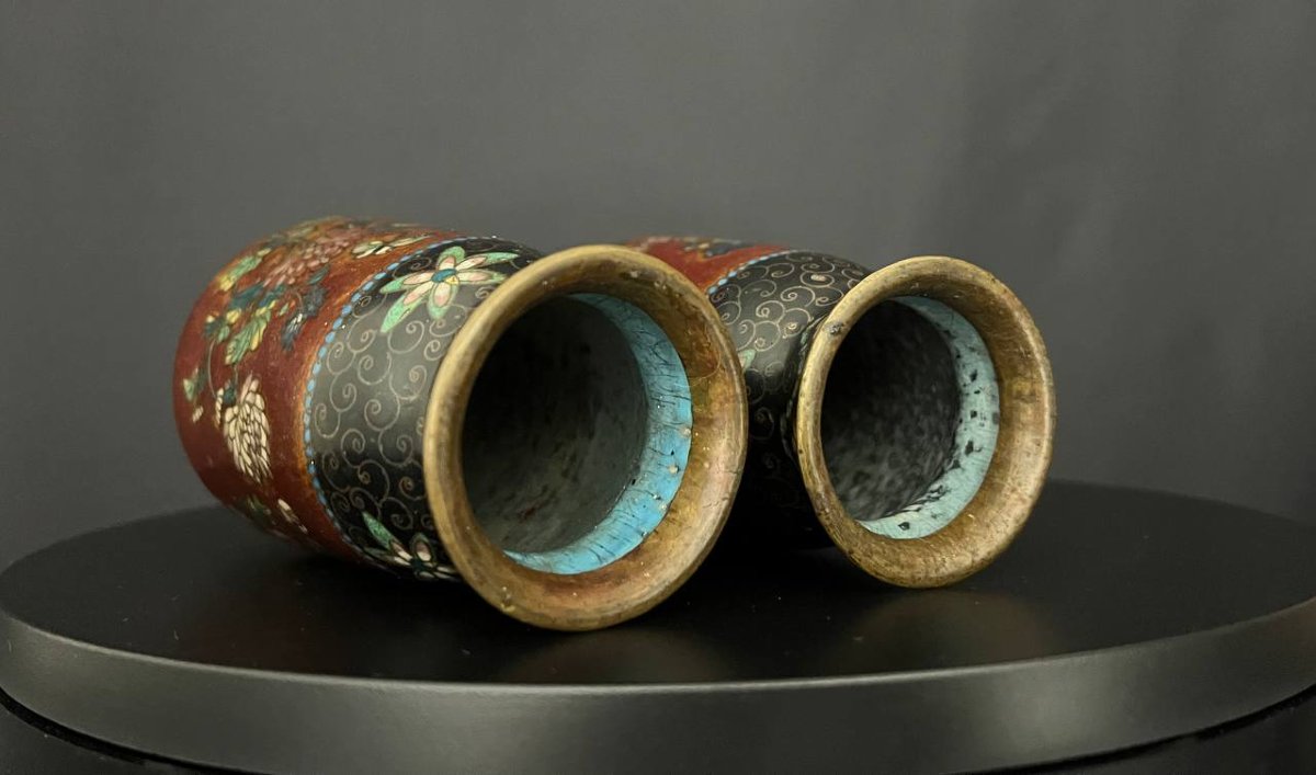 Pair Of Cloisonné Vases – China, Early 20th Century-photo-4