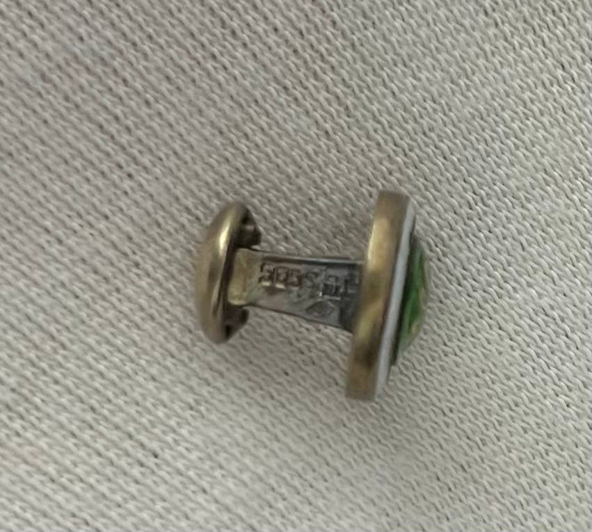 Green Guilloché Enamel Cufflinks And Breastplate Buttons, Belle époque Art Nouveau-photo-1