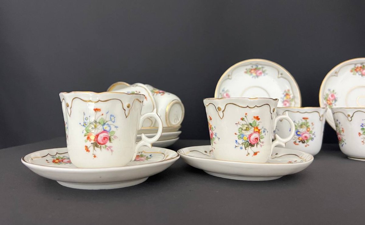 Antique Porcelain Coffee Service – Hand-painted Floral Decoration – Louis XV Style-photo-4