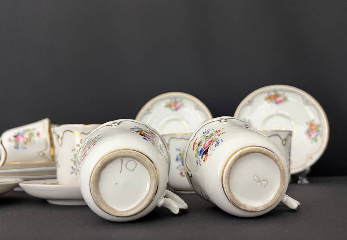 Antique Porcelain Coffee Service – Hand-painted Floral Decoration – Louis XV Style-photo-3