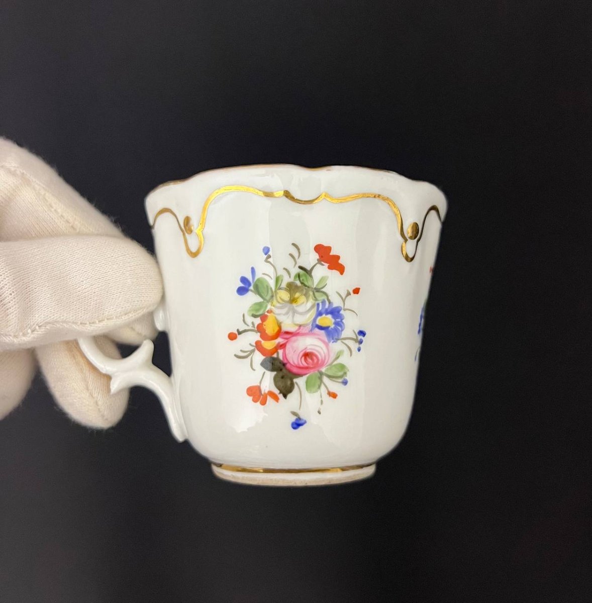 Antique Porcelain Coffee Service – Hand-painted Floral Decoration – Louis XV Style-photo-4