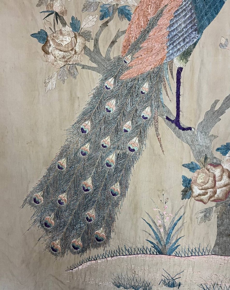 Antique Asian Embroidery On Silk, Vietnam-photo-1