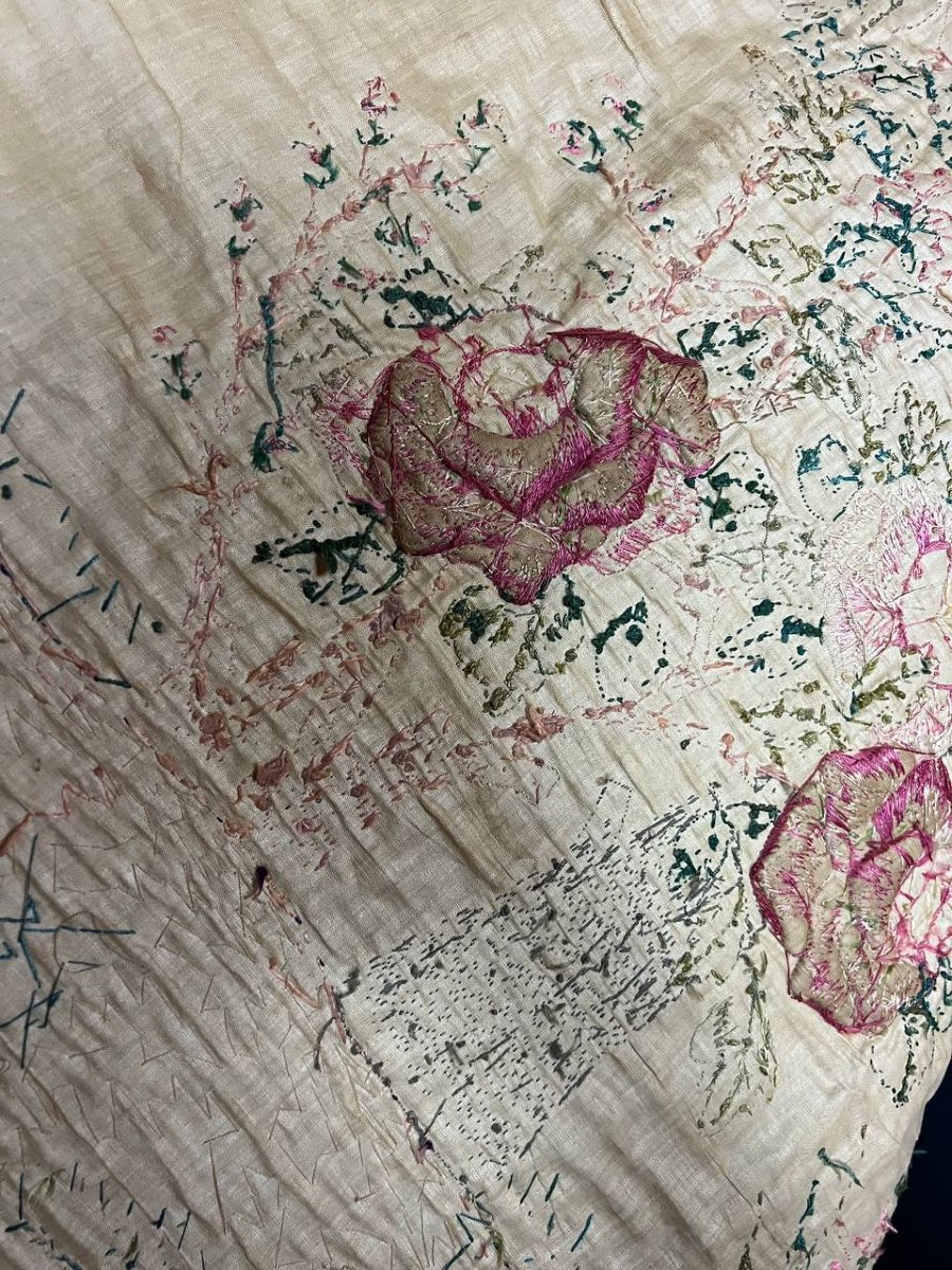 Antique Asian Embroidery On Silk, Vietnam-photo-7