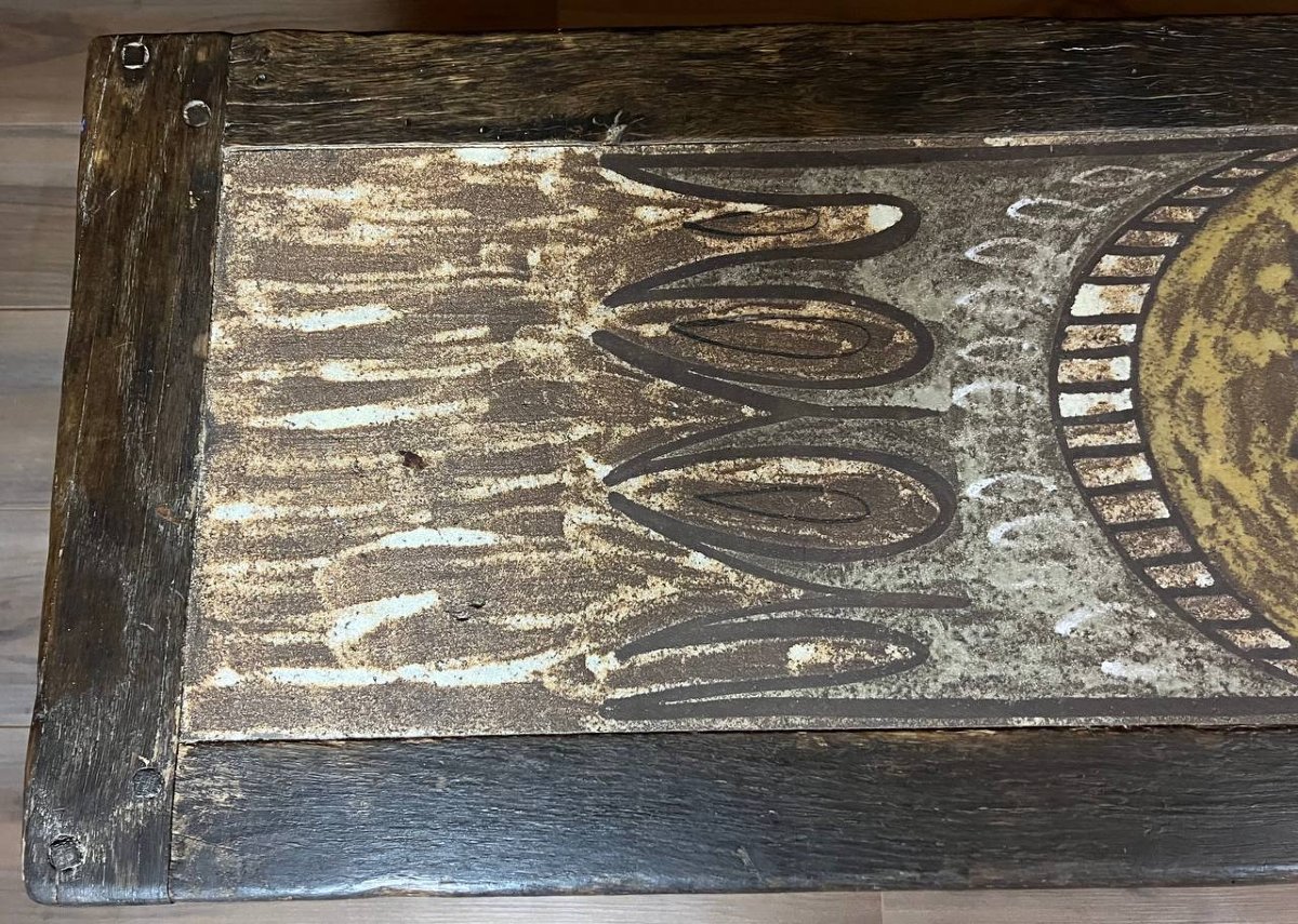 Coffee Table Designed By Jg Picard – Ceramic, Wood And Wrought Iron-photo-7